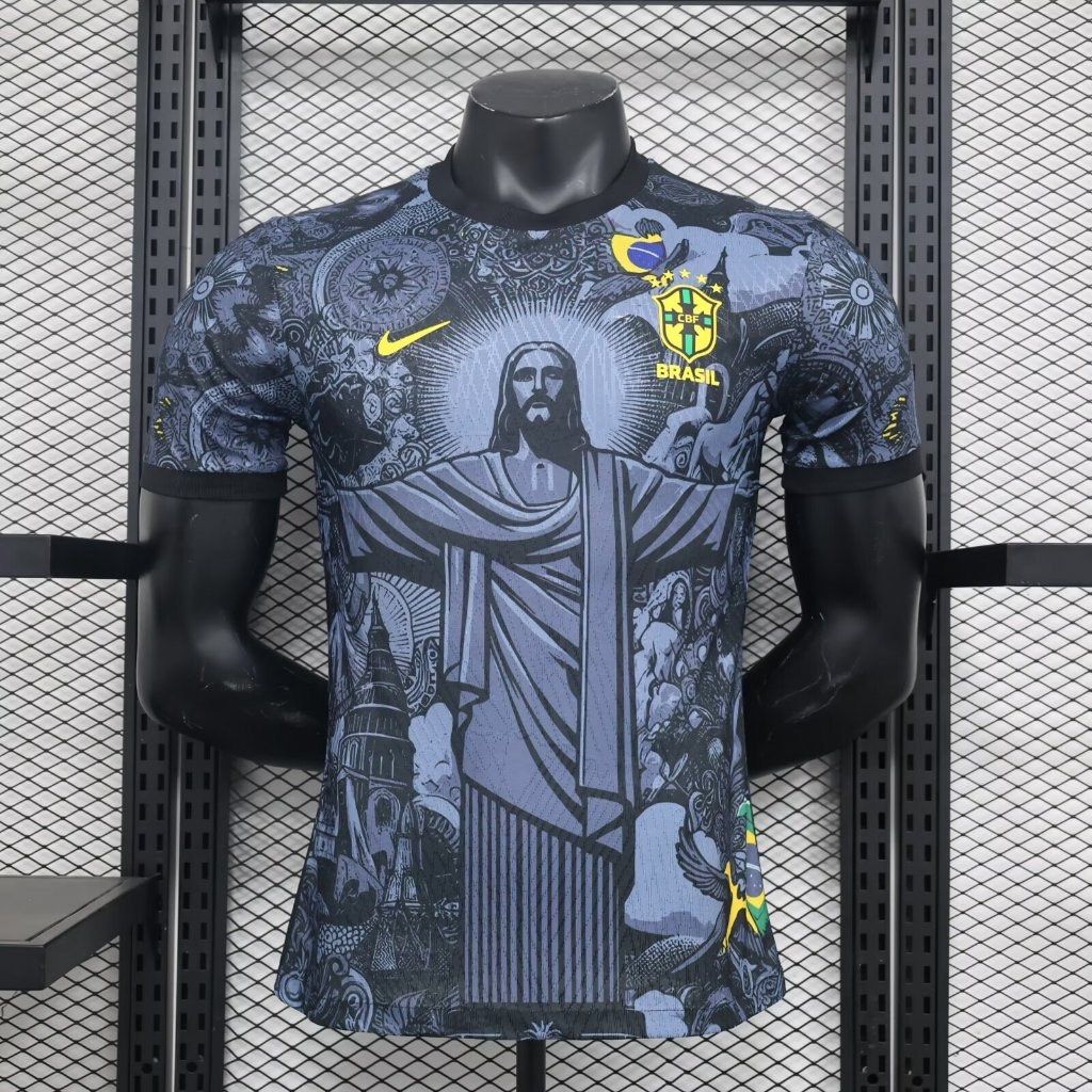 CAMISETA BRASIL EDICIÓN ESPECIAL JESÚS CRISTO 2024/2025/2026 HOMBRES (VERSIÓN DEL JUGADOR) - NEGRO