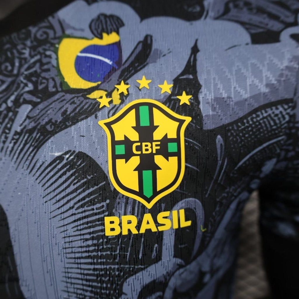 CAMISETA BRASIL EDICIÓN ESPECIAL JESÚS CRISTO 2024/2025/2026 HOMBRES (VERSIÓN DEL JUGADOR) - NEGRO