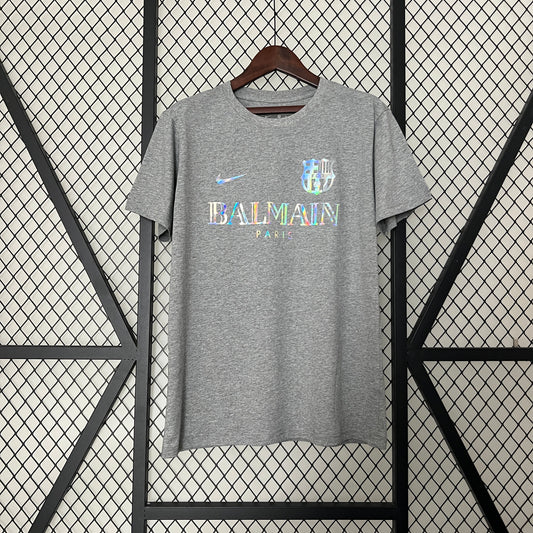 CAMISETA BARCELONA EDICIÓN ESPECIAL LIMITADO BALMAIN PARIS GRIS 24/25 HOMBRES
