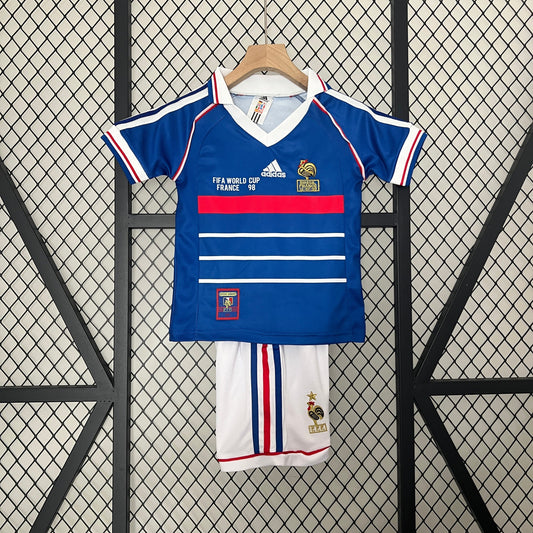 CAMISETA FRANCIA I ESPECIAL FINAL MUNDIAL 98 KIT PARA NIÑOS (RETRO)