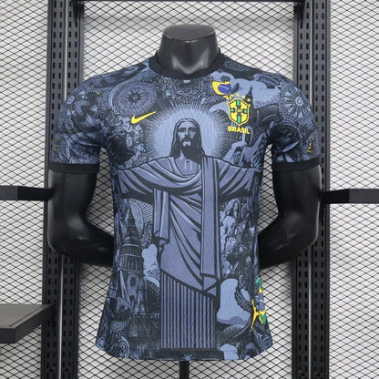 CAMISETA BRASIL EDICIÓN ESPECIAL JESÚS CRISTO 2024/2025/2026 HOMBRES (VERSIÓN DEL JUGADOR) - NEGRO