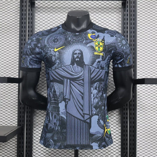 CAMISETA BRASIL EDICIÓN ESPECIAL JESÚS CRISTO 2024/2025/2026 HOMBRES (VERSIÓN DEL JUGADOR) - NEGRO