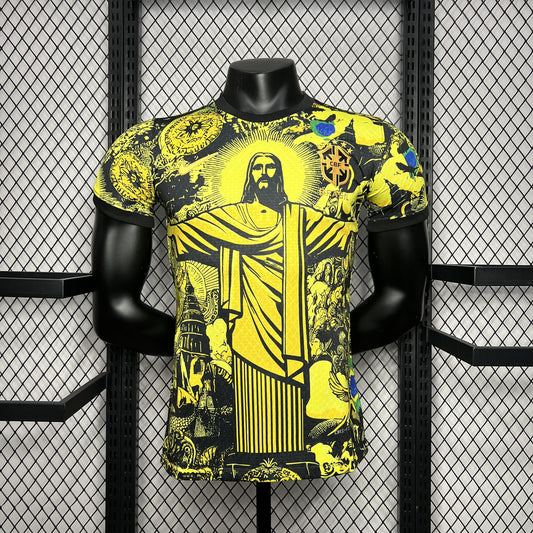 CAMISETA BRASIL EDICIÓN ESPECIAL JESÚS CRISTO 2024/2025/2026 HOMBRES (VERSIÓN DEL JUGADOR) - AMARILLO