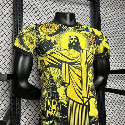 CAMISETA BRASIL EDICIÓN ESPECIAL JESÚS CRISTO 2024/2025/2026 HOMBRES (VERSIÓN DEL JUGADOR) - AMARILLO