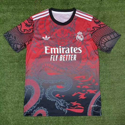 CAMISETA REAL MADRID EDICIÓN ESPECIAL ROJO AND NEGRO DRAGON
